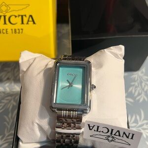 Invicta wildflower women’s Silver and Blue Rectangular Watch